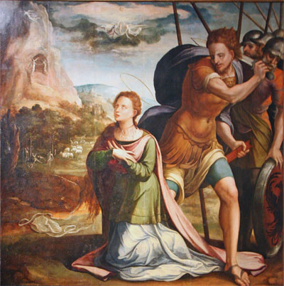 La décapitation de sainte Catherine (musée des Arts Antiques de Lisbonne),  qui fut martyrisée pour avoir préféré l’amour du Ciel à celui de l’empereur.