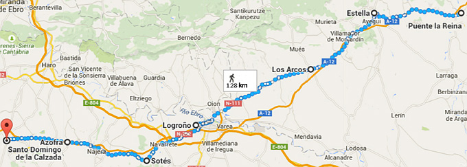 Itinéraire depuis Puente-la-Reina jusqu’à Santo Domingo de la Calzada (8ème semaine).